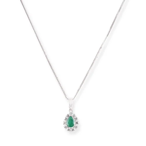 18ct White Gold With Diamond And Emerald Pendant Suite -Shiny Jewelry Hub 18ct white gold diamond and emerald pendant suite C 7048 MCS7695 MCS7696 4 scaled