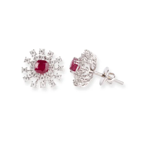 18ct White Gold Diamond And Ruby Pendant Suite -Shiny Jewelry Hub 18ct white gold diamond and ruby chain pendant and earrings set C 7048a MCS7683 MCS7684 5 scaled