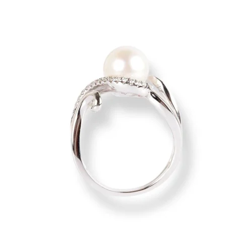 18ct White Gold Diamond & Cultured Pearl Ring LR-6647 -Shiny Jewelry Hub 18ct white gold diamond cultured pearl ring