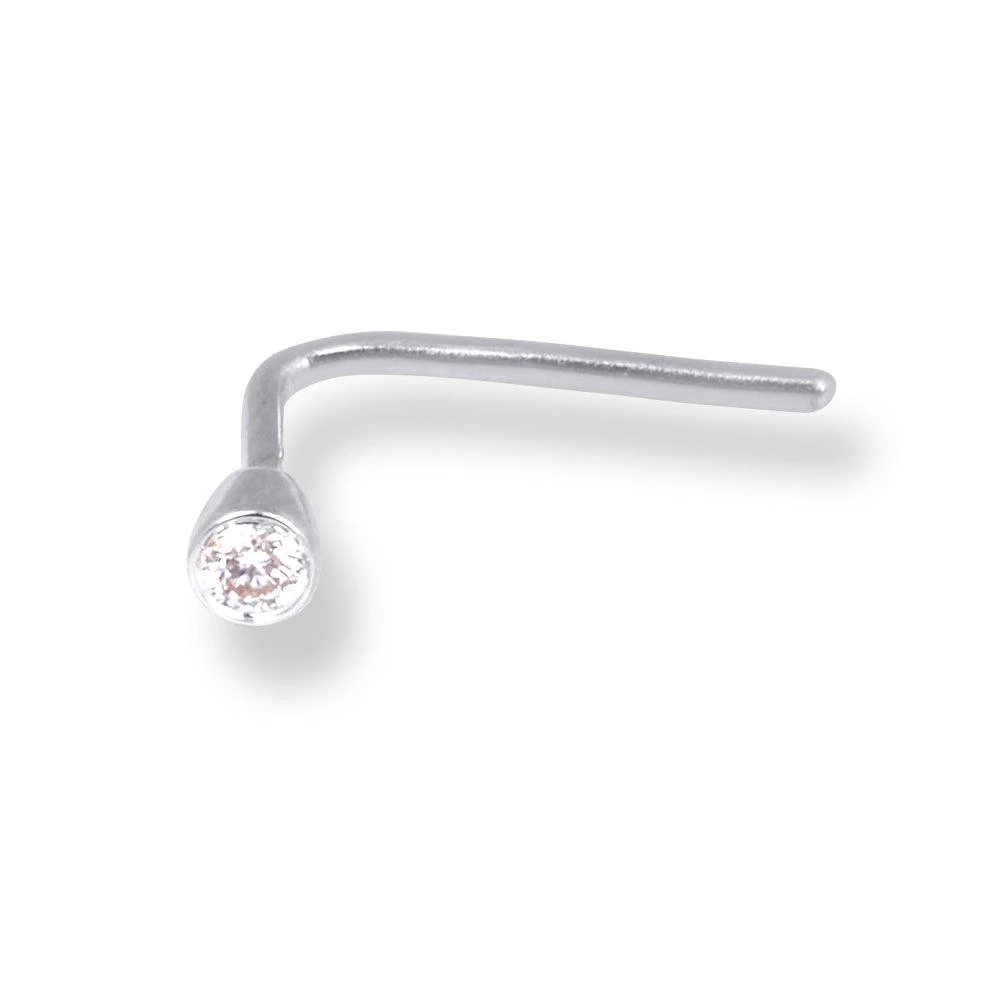 18ct Gold Diamond L-shaped Back Nose Stud With Bezel (Rub Over) Setting. 6 18ct Gold Diamond L-shaped Back Nose Stud With Bezel (Rub Over) Setting. - Image 6