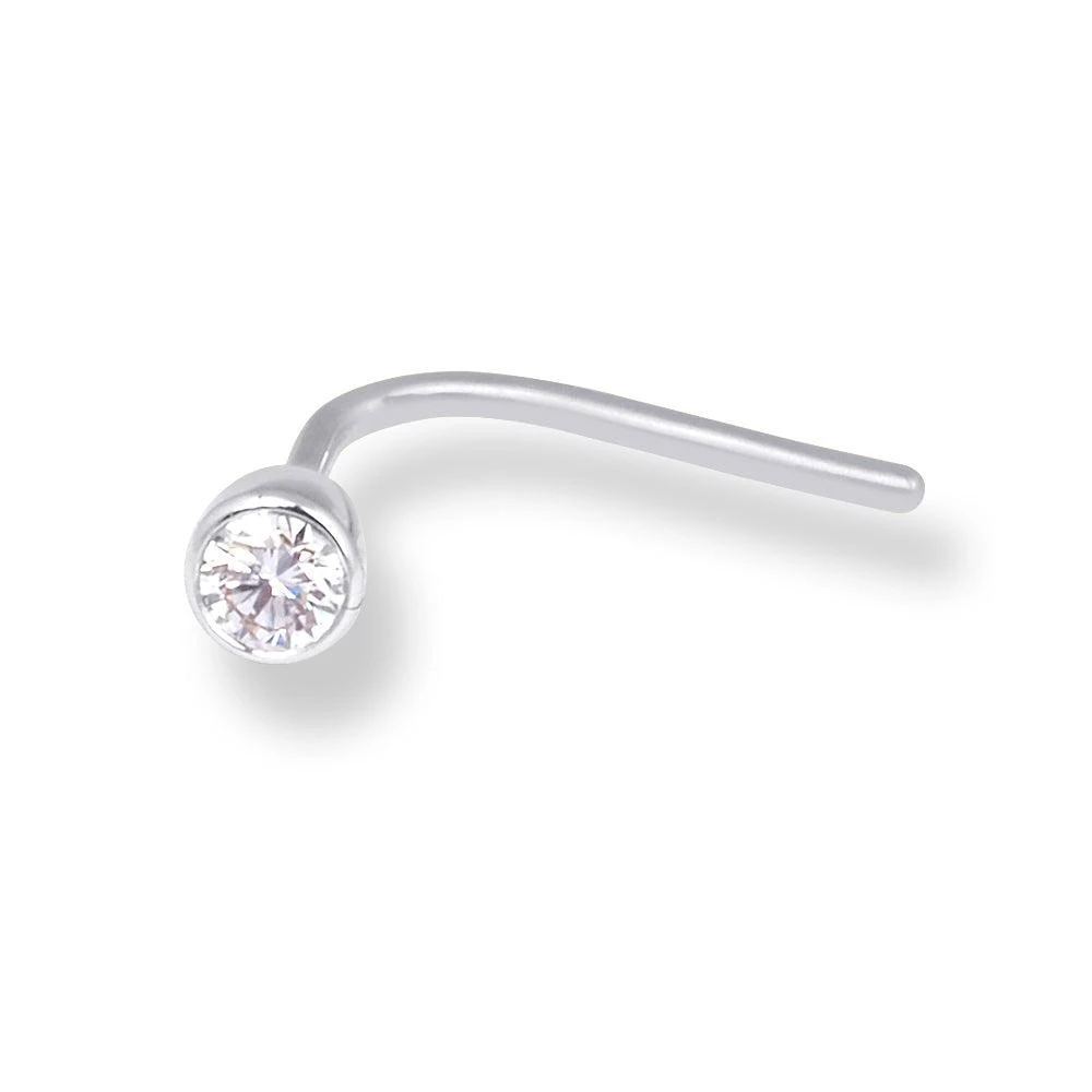 18ct Gold Diamond L-shaped Back Nose Stud With Bezel (Rub Over) Setting. 9 18ct Gold Diamond L-shaped Back Nose Stud With Bezel (Rub Over) Setting. - Image 9