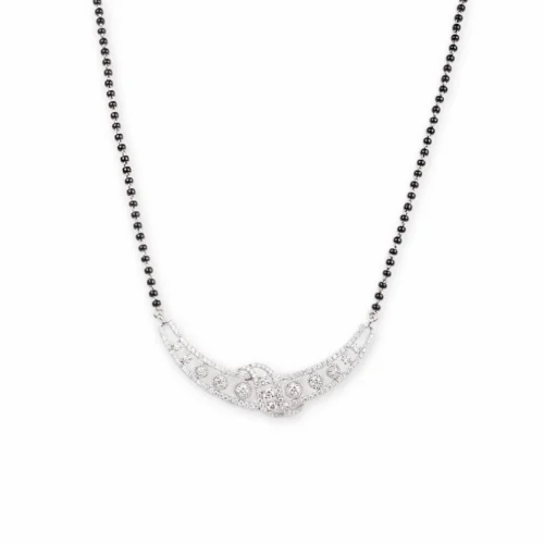 18ct White Gold Diamond Mangal Sutra With Hook Clasp MCS2131