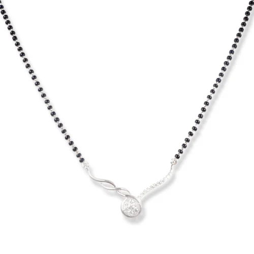 18ct White Gold Diamond Mangal Sutra With Hook Clasp MCS2708