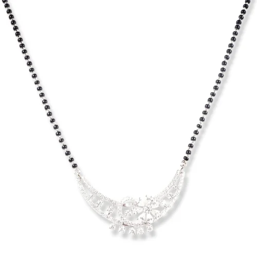 18ct White Gold Diamond Mangal Sutra With Hook Clasp MCS2129