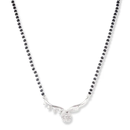 18ct White Gold Diamond Mangal Sutra With Hook Clasp MCS5777