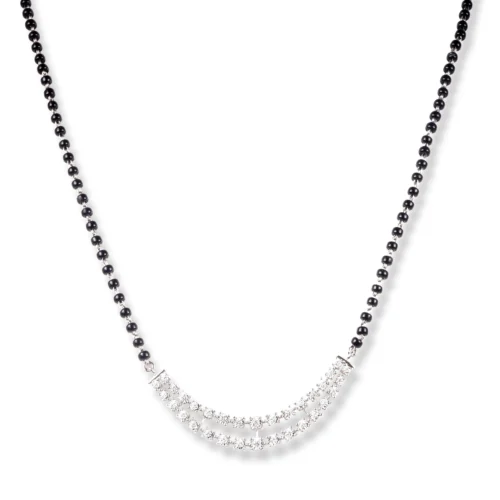 18ct White Gold Diamond Mangal Sutra With Hook Clasp MCS3085