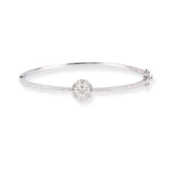 18ct White Gold Openable Diamond Bangle - Elegant Diamond Gold Bangle