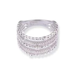 18ct White Gold Five-Row Diamond Ring LR-7015 -Shiny Jewelry Hub 18ct white gold five row diamond ring LR 7015 2