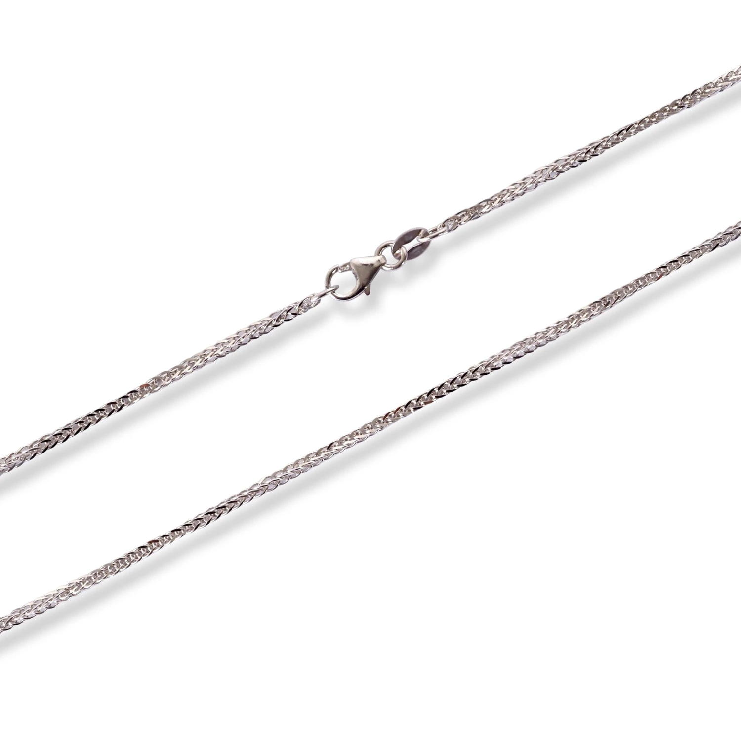 18ct White Gold Foxtail Chain With Lobster Clasp - Secure & Elegant 2 18ct White Gold Foxtail Chain With Lobster Clasp - Secure & Elegant - Image 2
