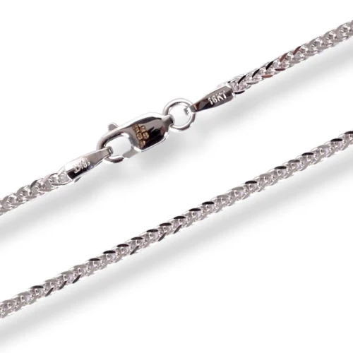 18ct White Gold Foxtail Chain With Lobster Clasp - Durable White Gold Chain -Shiny Jewelry Hub 18ct white gold foxtail chain with lobster clasp 2
