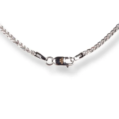 18ct White Gold Foxtail Chain With Lobster Clasp - Durable White Gold Chain -Shiny Jewelry Hub 18ct white gold foxtail chain with lobster clasp 4