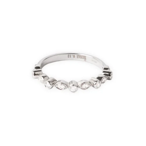 18ct White Gold Half-Eternity Diamond Ring With Bezel Setting MCS4675