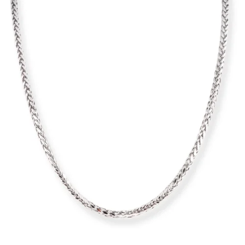 18ct White Gold Round Foxtail Chain With Lobster Clasp - Timeless Elegance & Durability