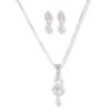 18ct White Gold Set With Cubic Zirconia Stones (Pendant + Chain + Earrings)