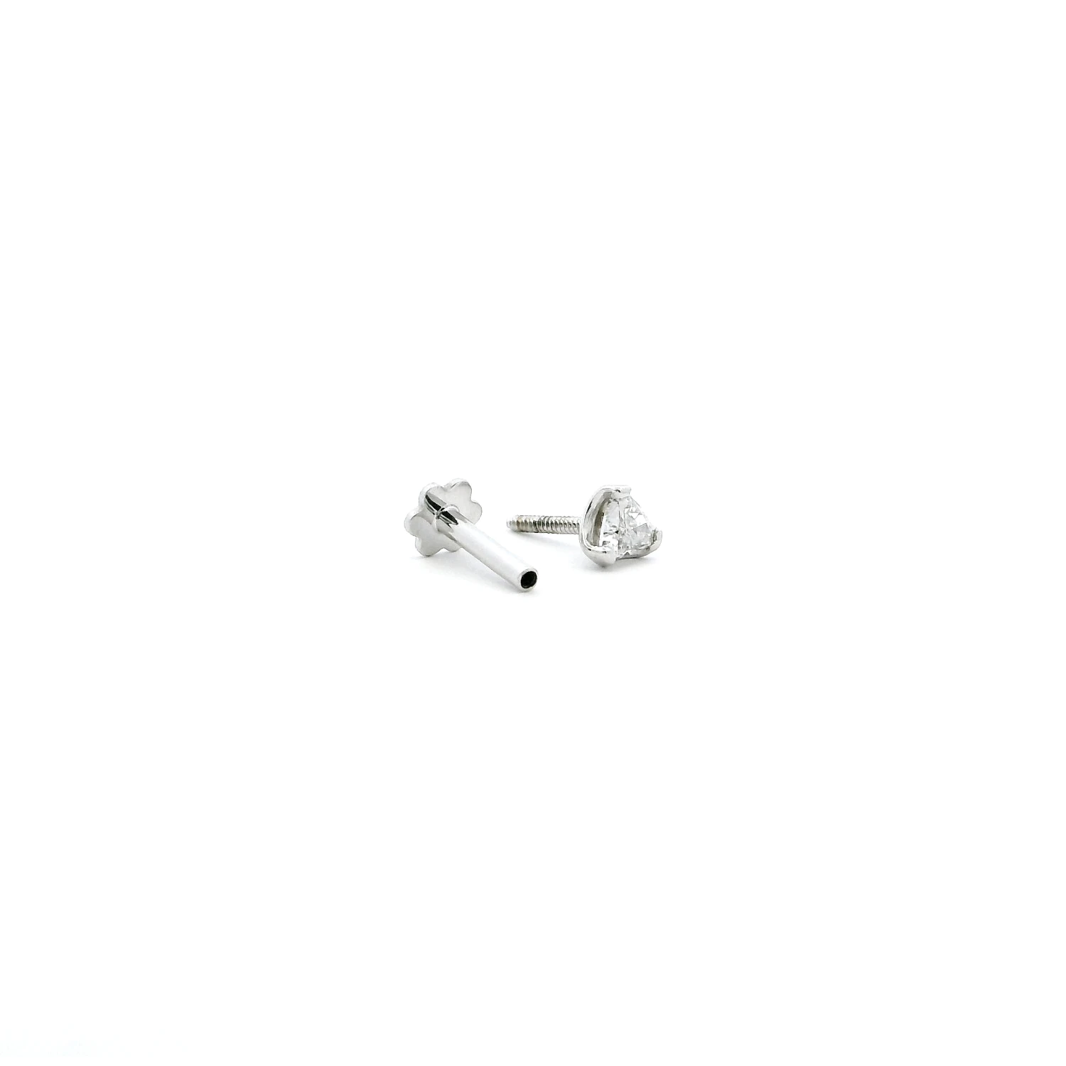 18ct White Gold Trillion-Shaped Diamond Screw Back Nose Stud 3 18ct White Gold Trillion-Shaped Diamond Screw Back Nose Stud - Image 3
