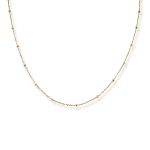 18ct Yellow Gold Beaded Necklace With Lobster Clasp - Versatile Necklace