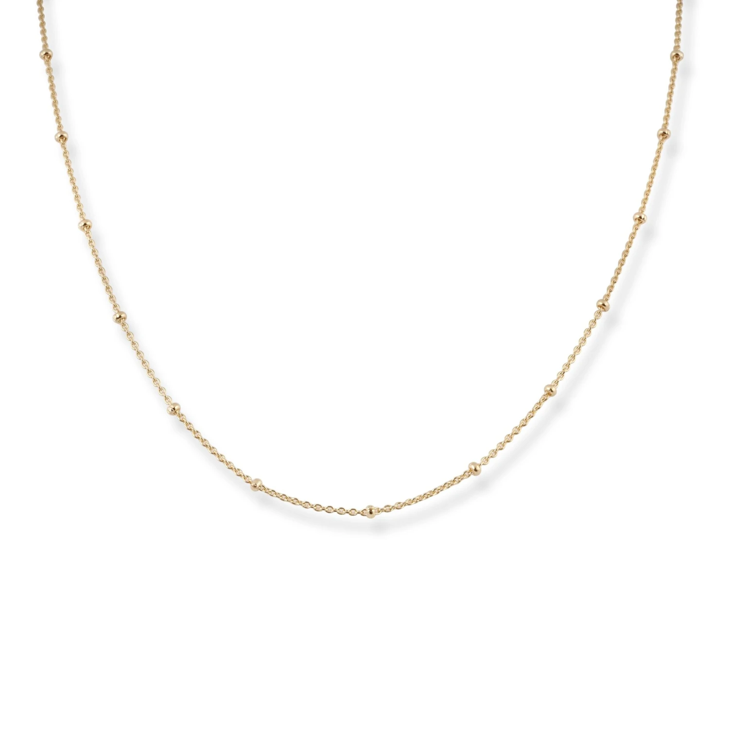 18ct Yellow Gold Beaded Necklace With Lobster Clasp - Versatile Necklace 1 18ct Yellow Gold Beaded Necklace With Lobster Clasp - Versatile Necklace