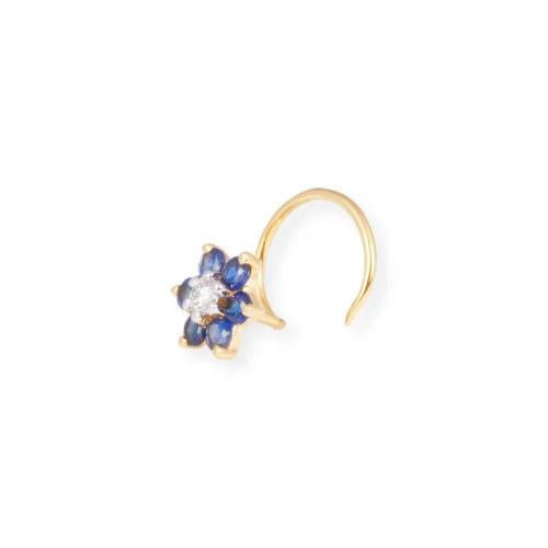 18ct Gold Diamond And Blue Sapphire Cluster Wire Coil Back Nose Stud. 19 18ct Gold Diamond And Blue Sapphire Cluster Wire Coil Back Nose Stud. -Shiny Jewelry Hub 18ct yellow gold diamond and blue sapphire cluster wire coil nose stud MCS2657Yq 2 scaled