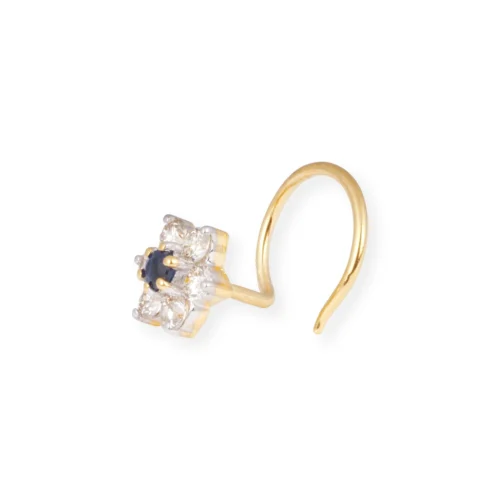 18ct Gold Diamond And Blue Sapphire Cluster Wire Coil Back Nose Stud. 22 18ct Gold Diamond And Blue Sapphire Cluster Wire Coil Back Nose Stud. -Shiny Jewelry Hub 18ct yellow gold diamond and blue sapphire cluster wire coil nose stud MCS2794Yq 2 scaled