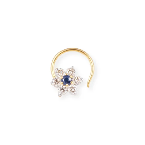 18ct Gold Diamond And Blue Sapphire Cluster Wire Coil Back Nose Stud. 21 18ct Gold Diamond And Blue Sapphire Cluster Wire Coil Back Nose Stud. -Shiny Jewelry Hub 18ct yellow gold diamond and blue sapphire cluster wire coil nose stud MCS2794Yq scaled