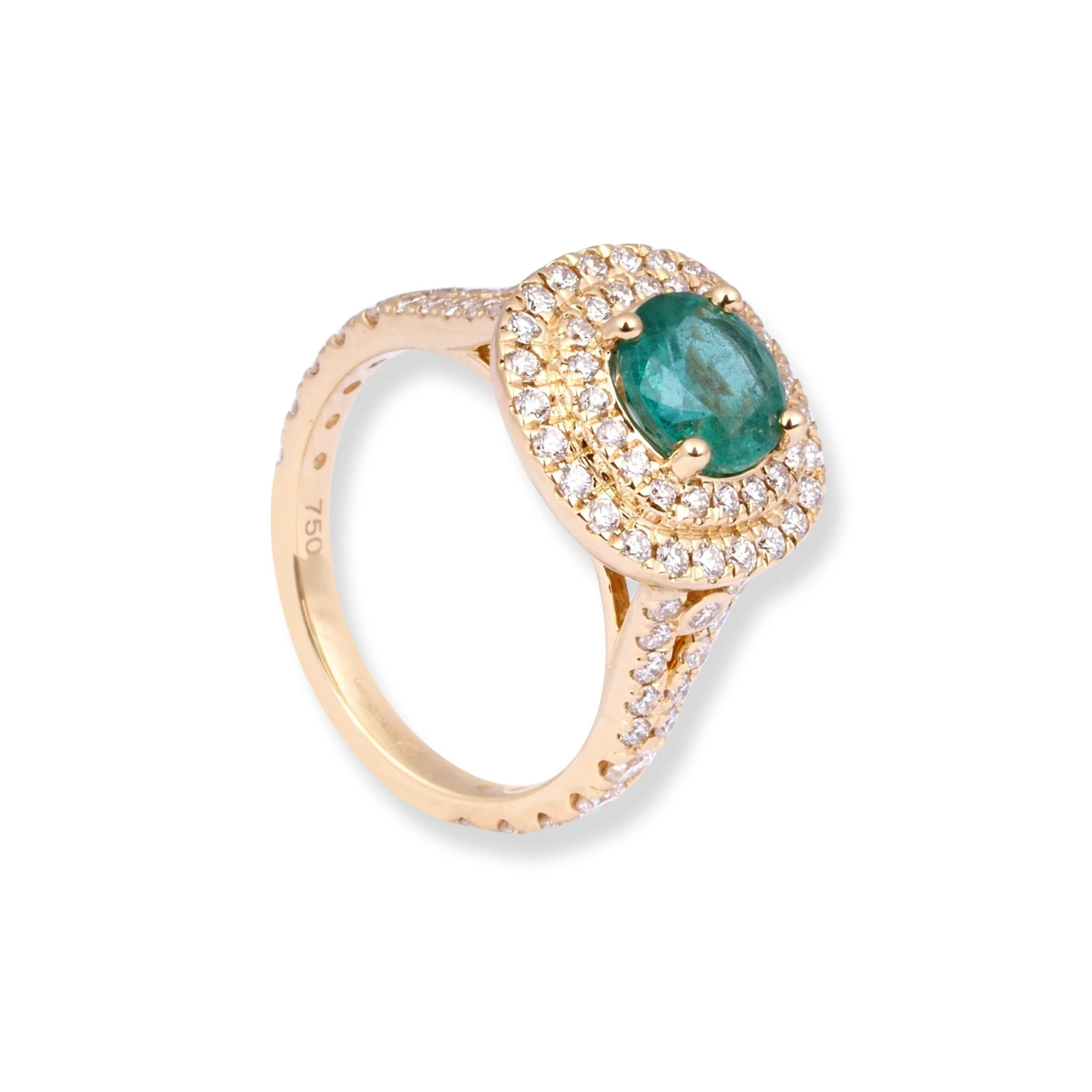18ct Yellow Gold Diamond & Emerald Ring LR-7027 4 18ct Yellow Gold Diamond & Emerald Ring LR-7027 - Image 4