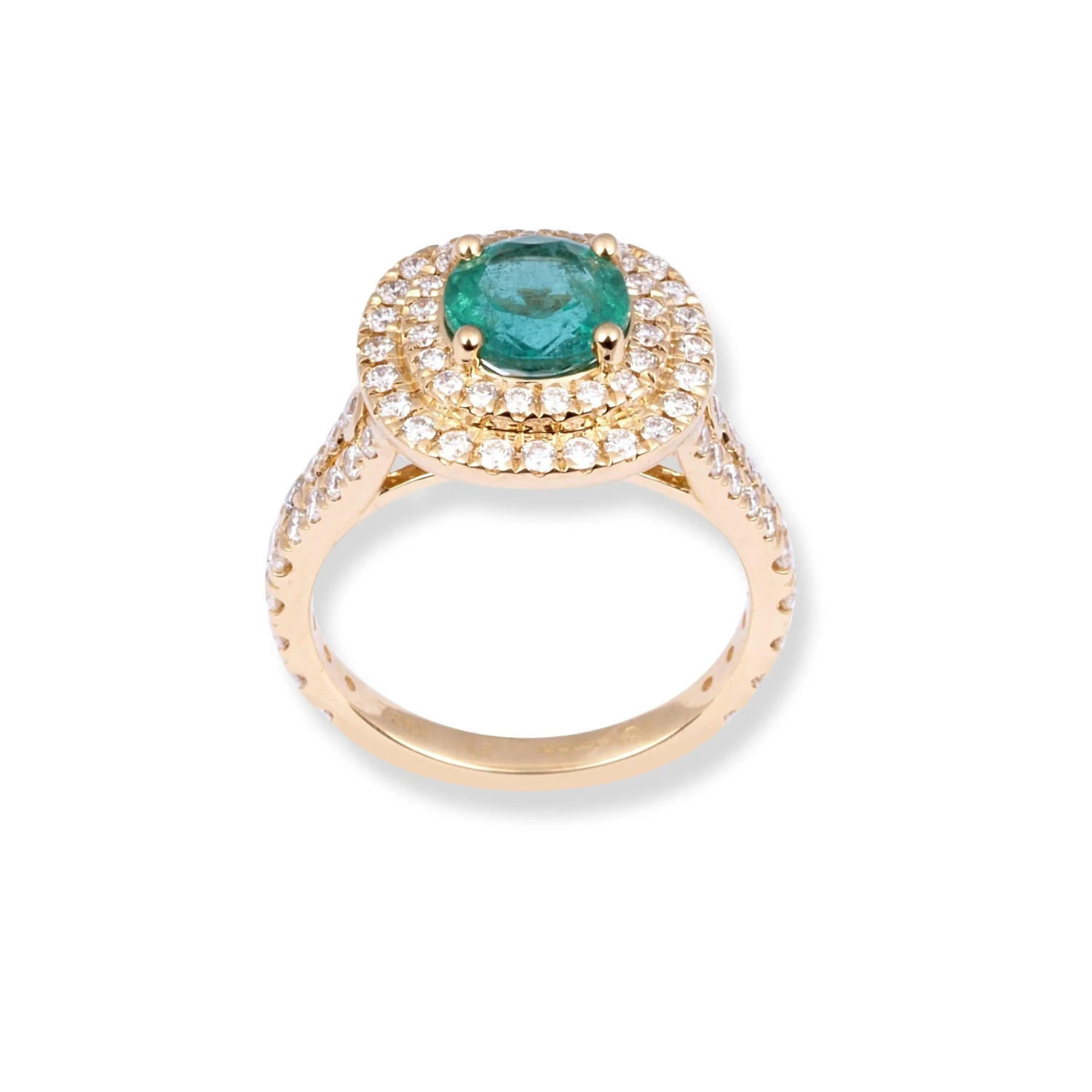 18ct Yellow Gold Diamond & Emerald Ring LR-7027 3 18ct Yellow Gold Diamond & Emerald Ring LR-7027 - Image 3
