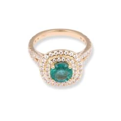18ct Yellow Gold Diamond & Emerald Ring LR-7027 5 18ct Yellow Gold Diamond & Emerald Ring LR-7027 -Shiny Jewelry Hub 18ct yellow gold diamond emerald ring 2 3