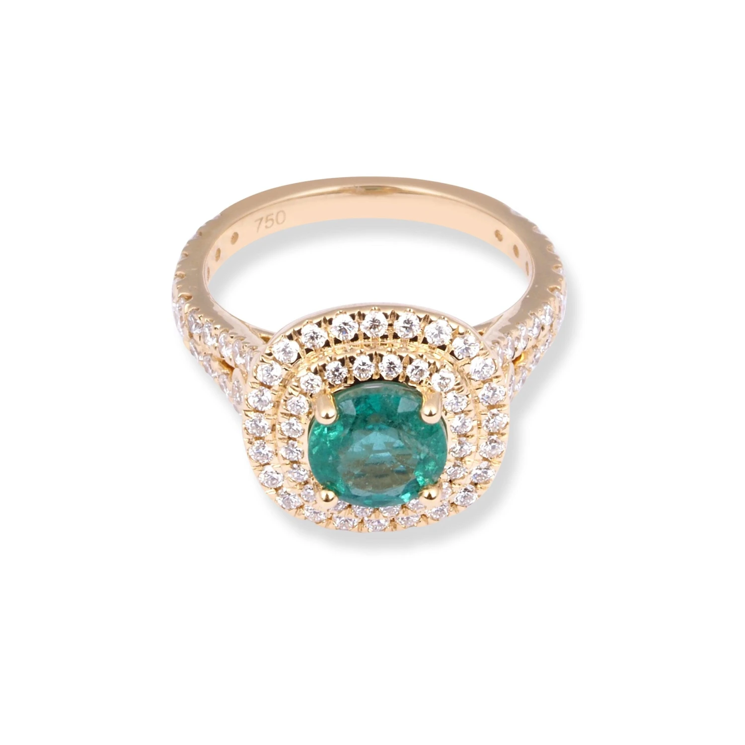 18ct Yellow Gold Diamond & Emerald Ring LR-7027 2 18ct Yellow Gold Diamond & Emerald Ring LR-7027 - Image 2