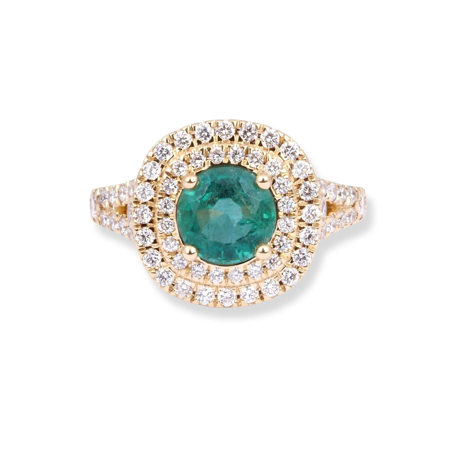 18ct Yellow Gold Diamond & Emerald Ring LR-7027 1 18ct Yellow Gold Diamond & Emerald Ring LR-7027
