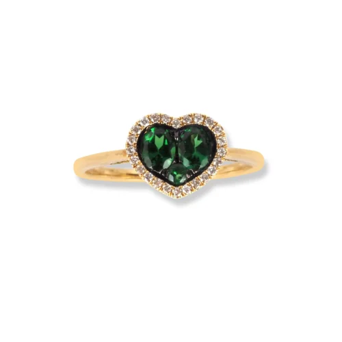18ct Yellow Gold Diamond & Green Garnet Heart Shaped Ring HF05303RYG 5 18ct Yellow Gold Diamond & Green Garnet Heart Shaped Ring HF05303RYG -Shiny Jewelry Hub 18ct yellow gold diamond green garnet heart shaped ring scaled