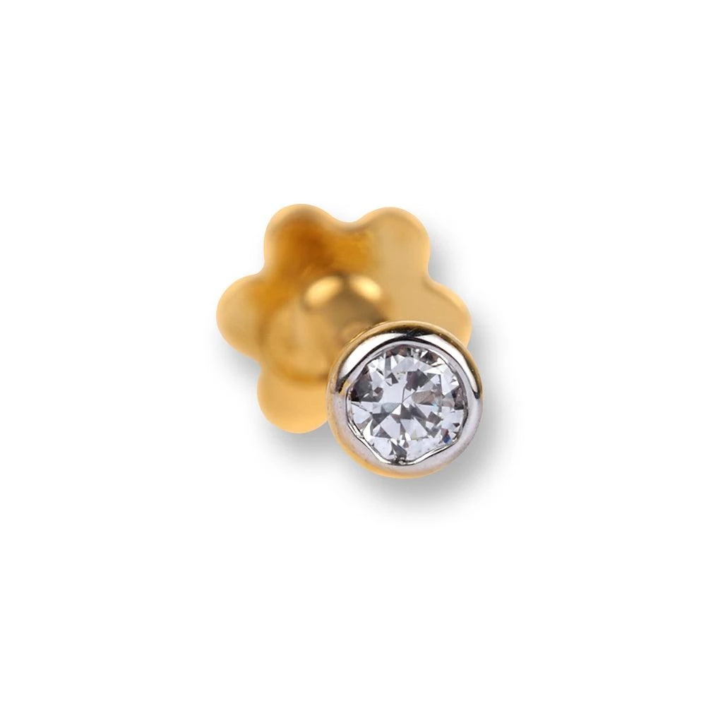 18ct Gold Diamond Screw Back Nose Stud With Bezel (Rub Over) Setting 3 18ct Gold Diamond Screw Back Nose Stud With Bezel (Rub Over) Setting - Image 3