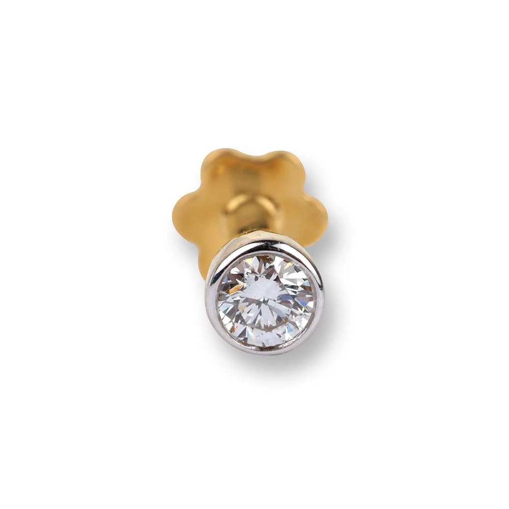 18ct Gold Diamond Screw Back Nose Stud With Bezel (Rub Over) Setting 5 18ct Gold Diamond Screw Back Nose Stud With Bezel (Rub Over) Setting - Image 5