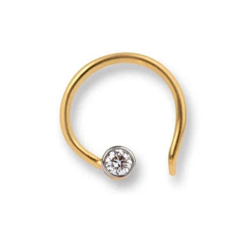 18ct Gold Diamond Wire Coil Back Nose Stud With Bezel (Rub Over) Setting. -Shiny Jewelry Hub 18ct yellow gold diamond nose stud with wire coil back MCS2510Yq
