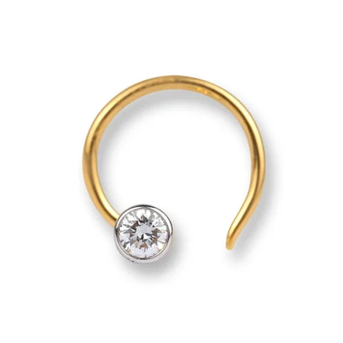 18ct Gold Diamond Wire Coil Back Nose Stud With Bezel (Rub Over) Setting. -Shiny Jewelry Hub 18ct yellow gold diamond nose stud with wire coil back MCS2511Yq