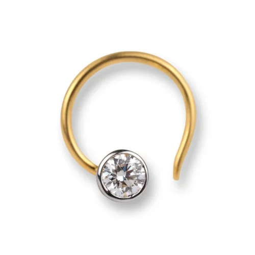18ct Gold Diamond Wire Coil Back Nose Stud With Bezel (Rub Over) Setting. -Shiny Jewelry Hub 18ct yellow gold diamond nose stud with wire coil back MCS2512Yq
