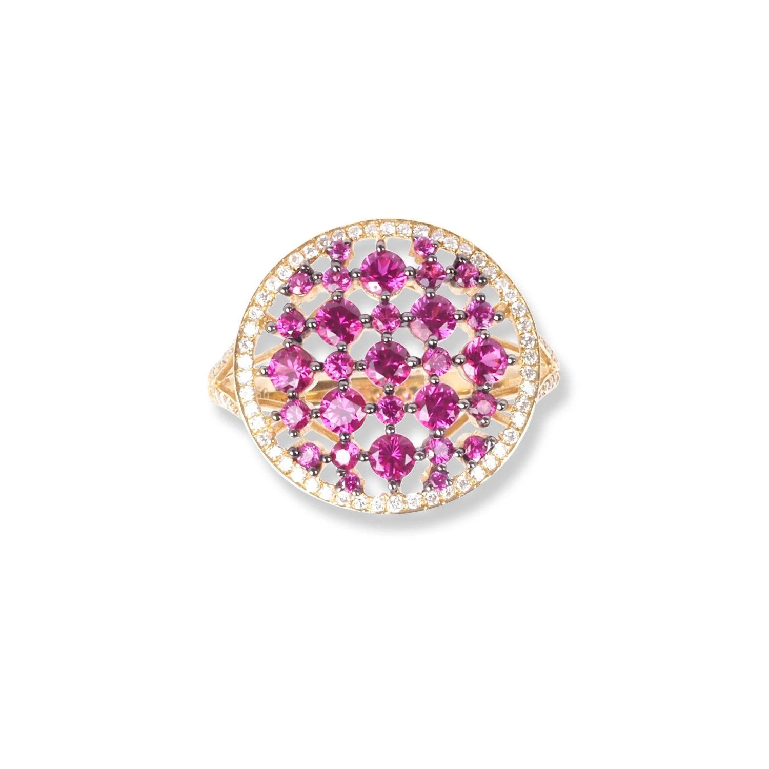 18ct Yellow Gold Diamond And Ruby Dress Ring HF04968R-R-R 1 18ct Yellow Gold Diamond And Ruby Dress Ring HF04968R-R-R