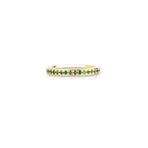 18ct Yellow Gold Emerald Half-Eternity Band LR-6677