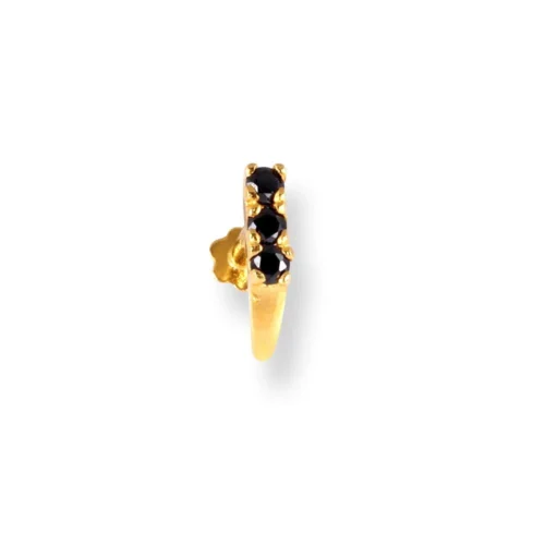 18ct Yellow Gold Faux Nose Ring Screw Back Nose Stud With Pink Or Black Cubic Zirconia Stones. 18 18ct Yellow Gold Faux Nose Ring Screw Back Nose Stud With Pink Or Black Cubic Zirconia Stones. -Shiny Jewelry Hub 18ct yellow gold faux nose ring screw back nose stud with black cubic zirconia stones