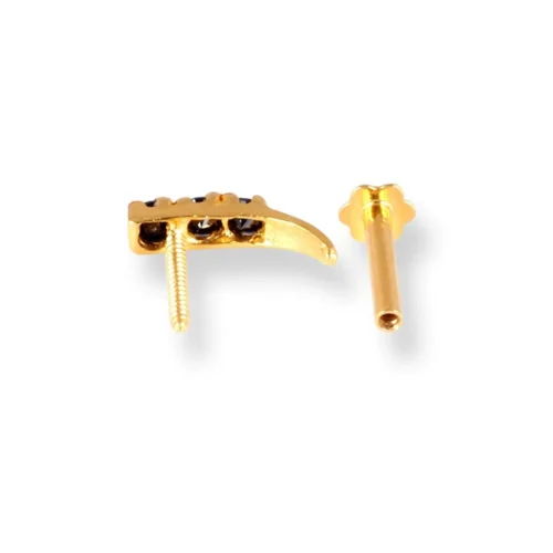 18ct Yellow Gold Faux Nose Ring Screw Back Nose Stud With Pink Or Black Cubic Zirconia Stones. 20 18ct Yellow Gold Faux Nose Ring Screw Back Nose Stud With Pink Or Black Cubic Zirconia Stones. -Shiny Jewelry Hub 18ct yellow gold faux nose ring screw back nose stud with black cubic zirconia stones 3