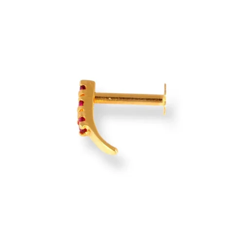 18ct Yellow Gold Faux Nose Ring Screw Back Nose Stud With Pink Or Black Cubic Zirconia Stones. 16 18ct Yellow Gold Faux Nose Ring Screw Back Nose Stud With Pink Or Black Cubic Zirconia Stones. -Shiny Jewelry Hub 18ct yellow gold faux nose ring screw back nose stud with pink cubic zirconia stones 2