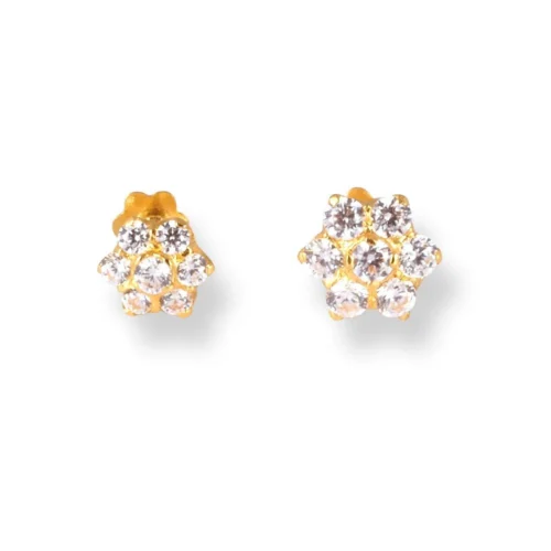 18ct Yellow Gold Nose Stud With White Cubic Zirconia Stones.