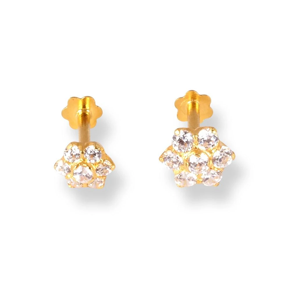 18ct Yellow Gold Nose Stud With White Cubic Zirconia Stones. 2 18ct Yellow Gold Nose Stud With White Cubic Zirconia Stones. - Image 2
