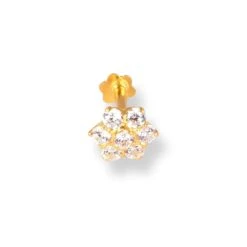 18ct Yellow Gold Nose Stud With White Cubic Zirconia Stones. 8 18ct Yellow Gold Nose Stud With White Cubic Zirconia Stones. -Shiny Jewelry Hub 18ct yellow gold flower design nose stud with cubic zirconiastones 4.5mm 5.5mm 4