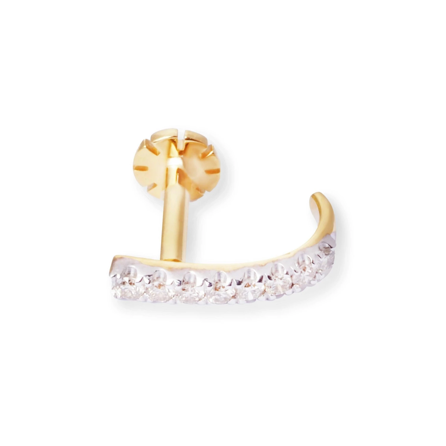 18ct Gold Diamond Half Nose Ring With Screw Back. 5 18ct Gold Diamond Half Nose Ring With Screw Back. - Image 5