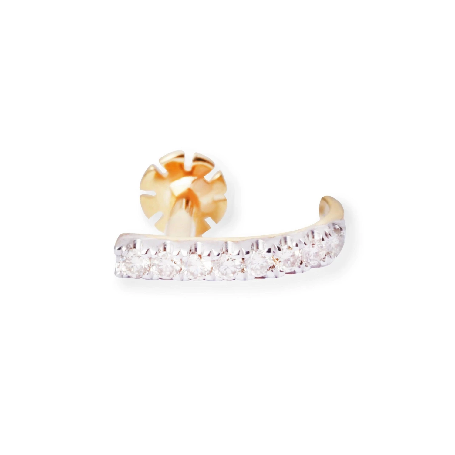 18ct Gold Diamond Half Nose Ring With Screw Back. 4 18ct Gold Diamond Half Nose Ring With Screw Back. - Image 4