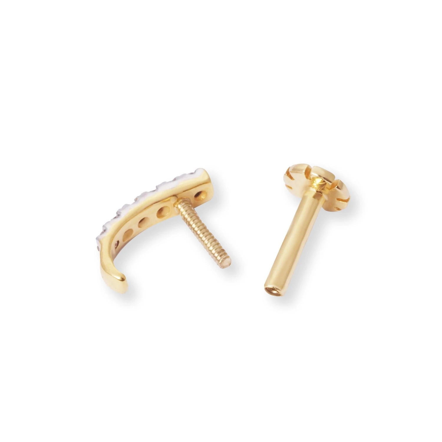 18ct Gold Diamond Half Nose Ring With Screw Back. 13 18ct Gold Diamond Half Nose Ring With Screw Back. - Image 13