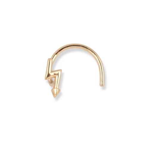 18ct Yellow Gold Lightning Bolt Wire Back Nose Stud.