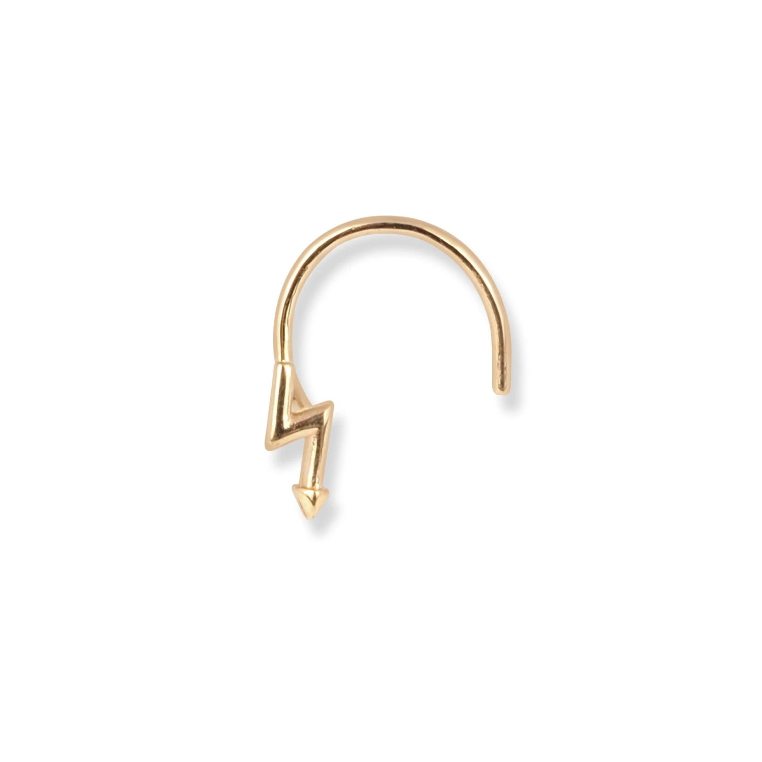 18ct Yellow Gold Lightning Bolt Wire Back Nose Stud. 2 18ct Yellow Gold Lightning Bolt Wire Back Nose Stud. - Image 2