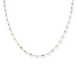 18ct Yellow Gold Necklace With Diamond Cut Beads And Heart Charm - Heart Charm Necklace