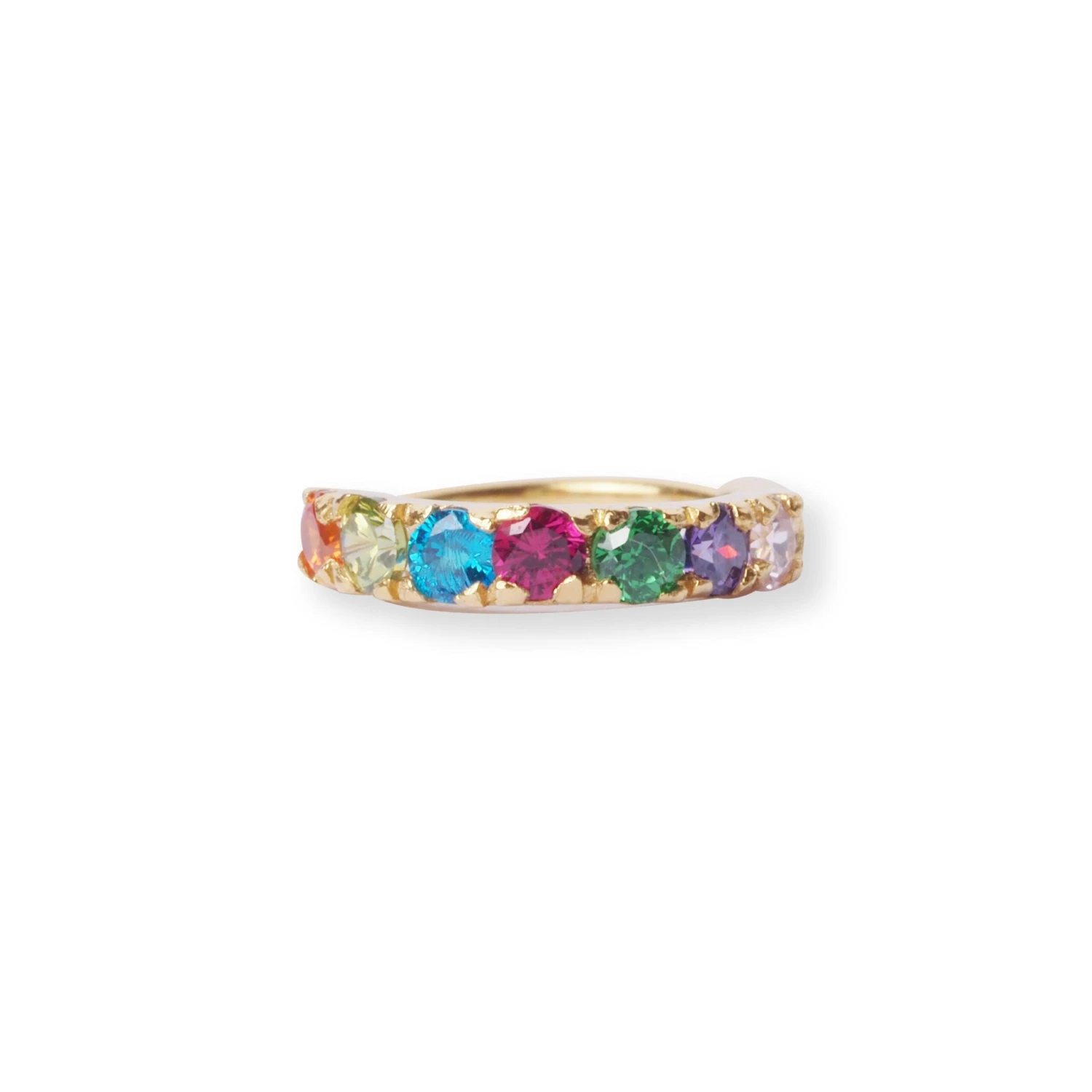 18ct Yellow Gold Nose Ring With Multi-Coloured Cubic Zirconias. 2 18ct Yellow Gold Nose Ring With Multi-Coloured Cubic Zirconias. - Image 2